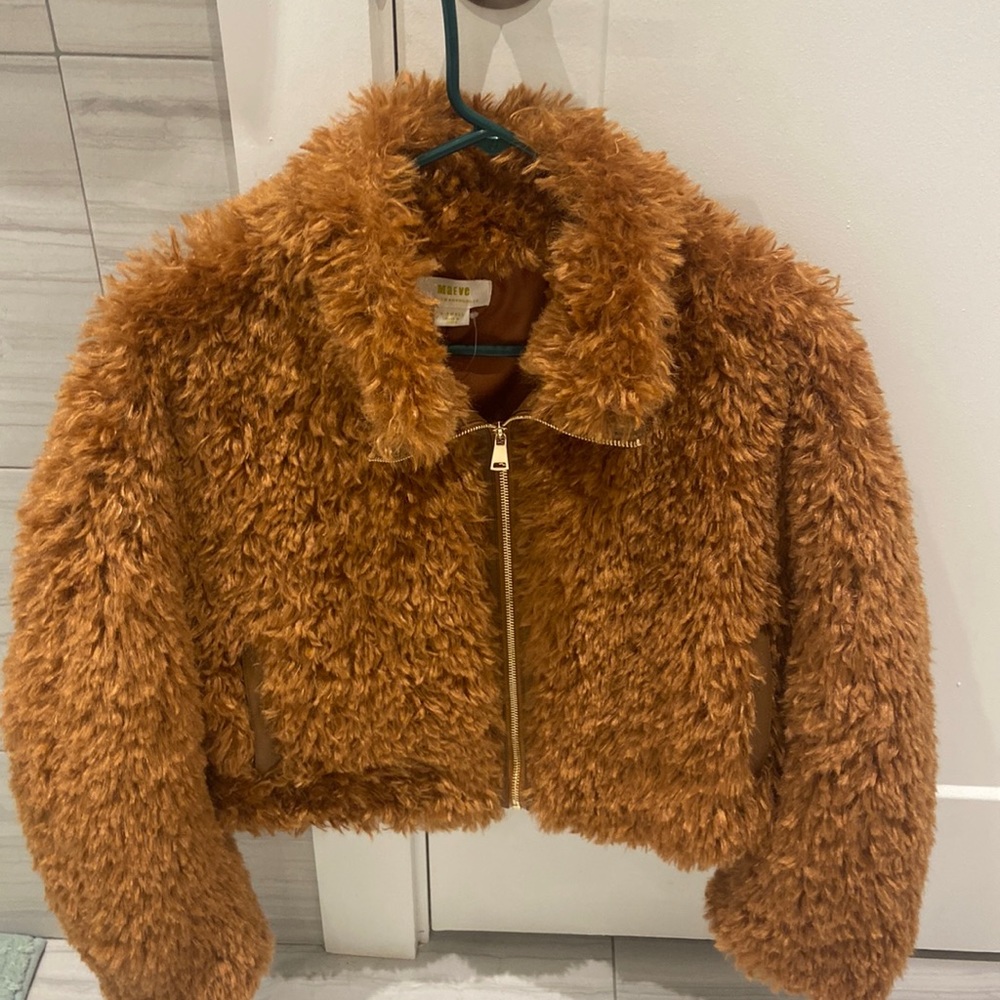 anthropologie brown fur coat